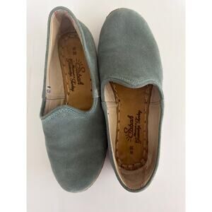 Sabah Handmade Women’s Suede Loafers Sage Seafoam Slip On Shoes Size 38 USA 7.5